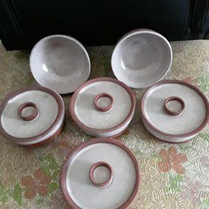 Vintage Earthenware Set of 6 Bowls